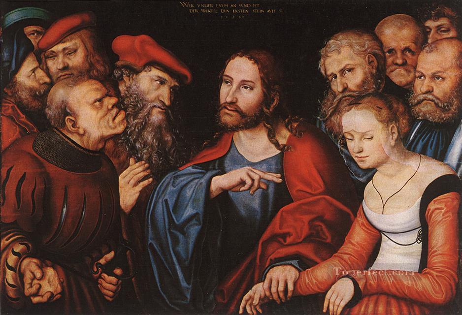 Christ et la femme adultère Lucas Cranach l’Ancien Peintures à l'huile